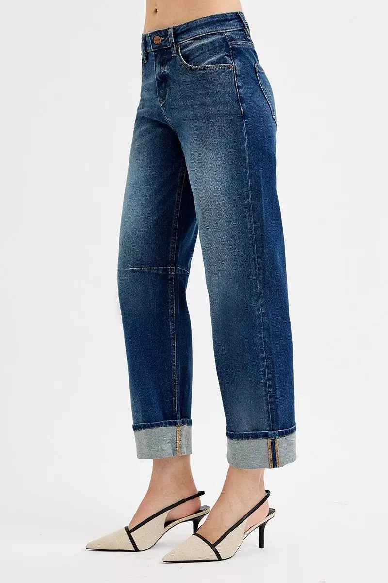 RISEN Slouchy Crop Barrel Cuffed Jeans RISEN Slouchy Crop Barrel Cuffed Jeans