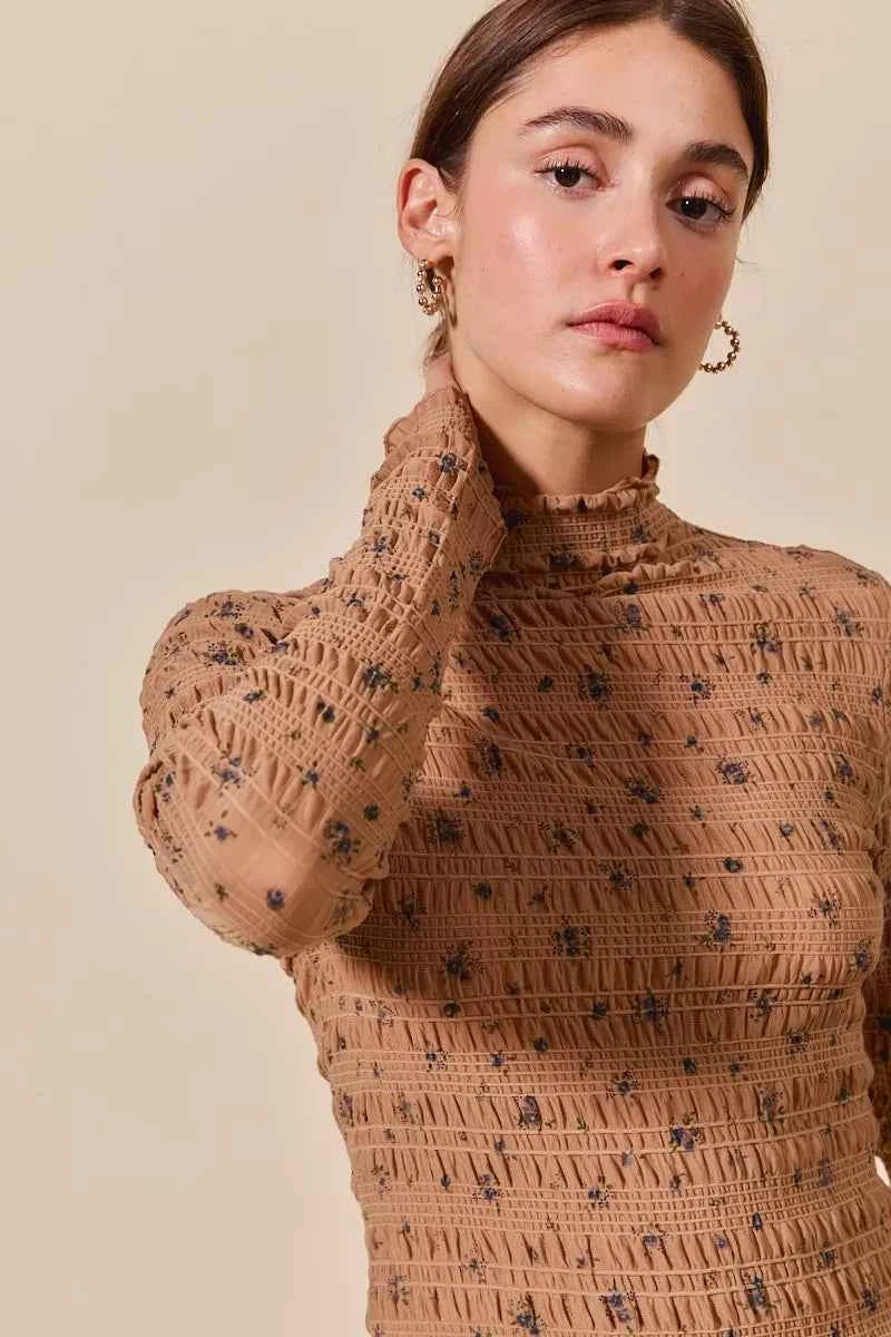 SO ME Floral Print Textured Long Sleeve Knit Top SO ME Floral Print Textured Long Sleeve Knit Top