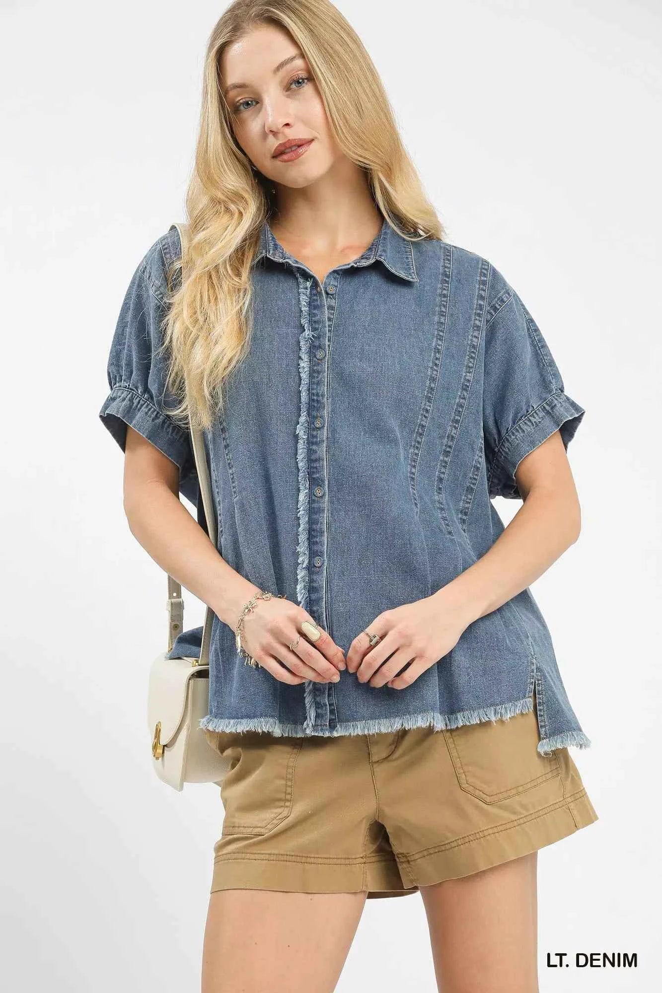 Umgee Washed Denim Oversized Top Umgee Washed Denim Oversized Top
