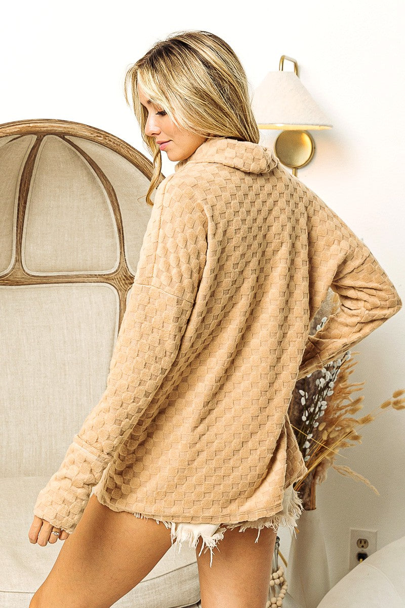 BiBi Checkered Round Neck Thumbhole Long Sleeve Top BiBi Checkered Round Neck Thumbhole Long Sleeve Top - TopFashionHQ