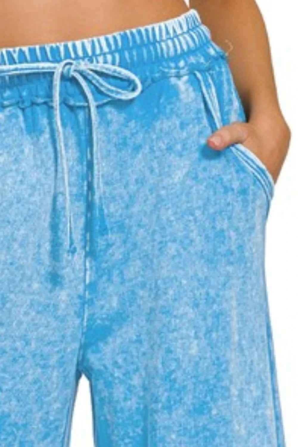 Zenana Washed French Terry Palazzo With Pockets Zenana Washed French Terry Palazzo With Pockets