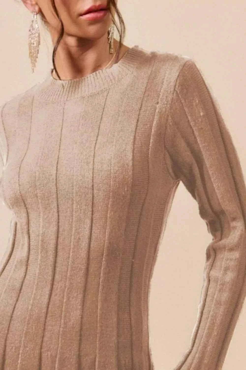 SO ME Ribbed Long Sleeve Mini Sweater Dress SO ME Ribbed Long Sleeve Mini Sweater Dress