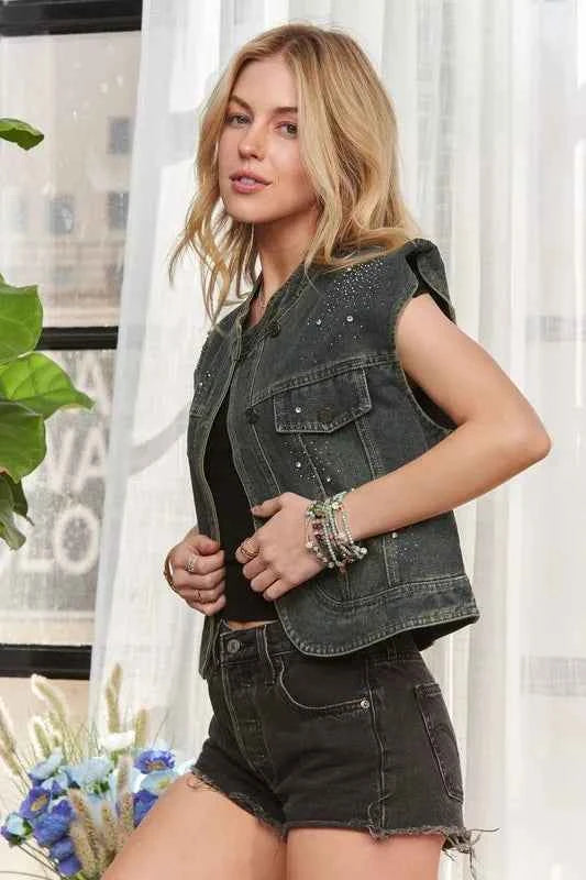 ADORA Sleeveless Button Down Denim Jacket ADORA Sleeveless Button Down Denim Jacket