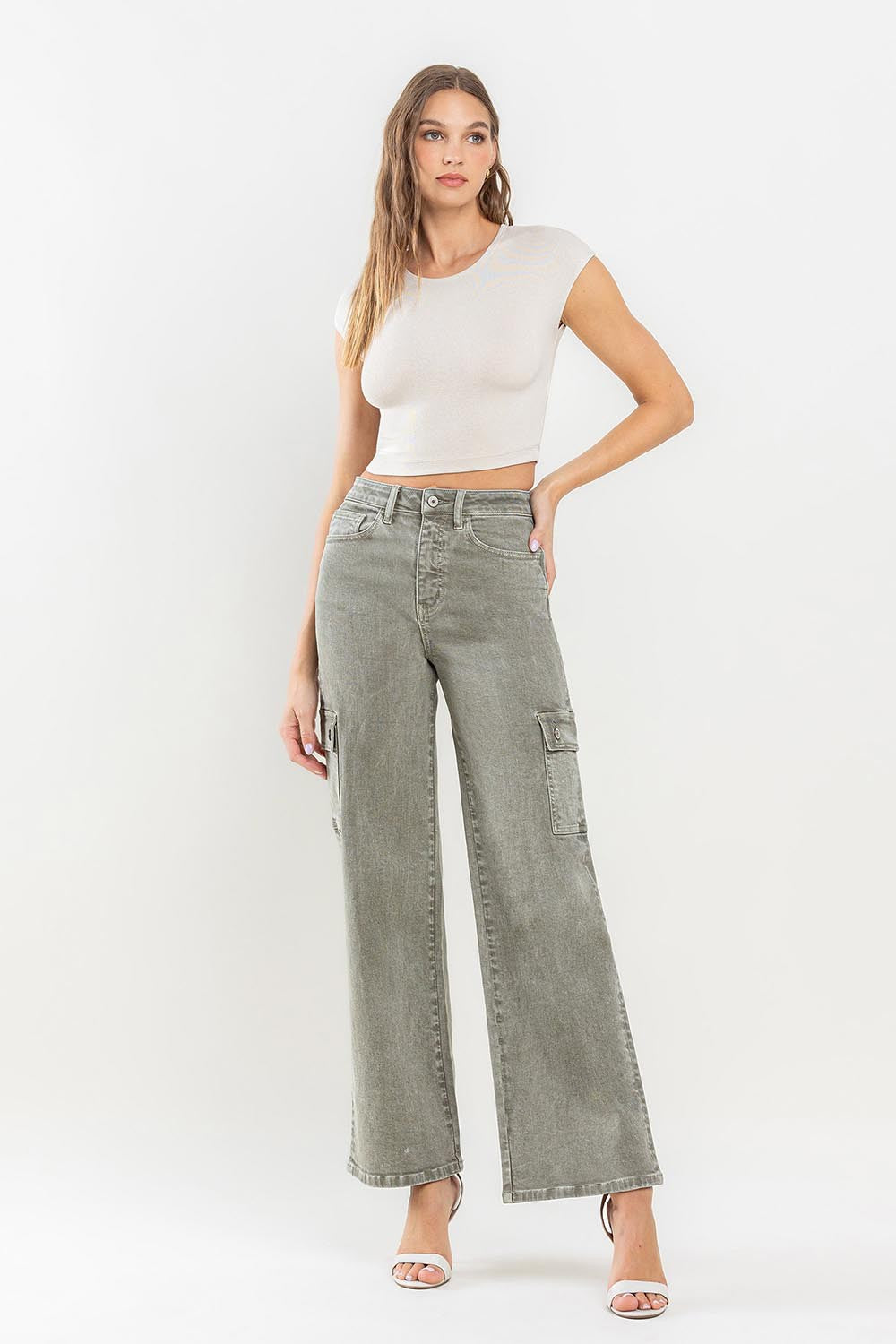 Vervet by Flying Monkey 90's Super High Rise Cargo Jeans Vervet by Flying Monkey 90's Super High Rise Cargo Jeans - TopFashionHQ