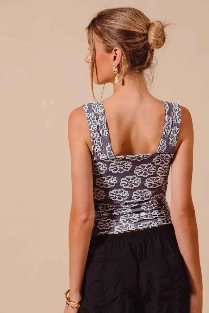 SO ME Two Tone Floral Seamless Tank Top SO ME Two Tone Floral Seamless Tank Top