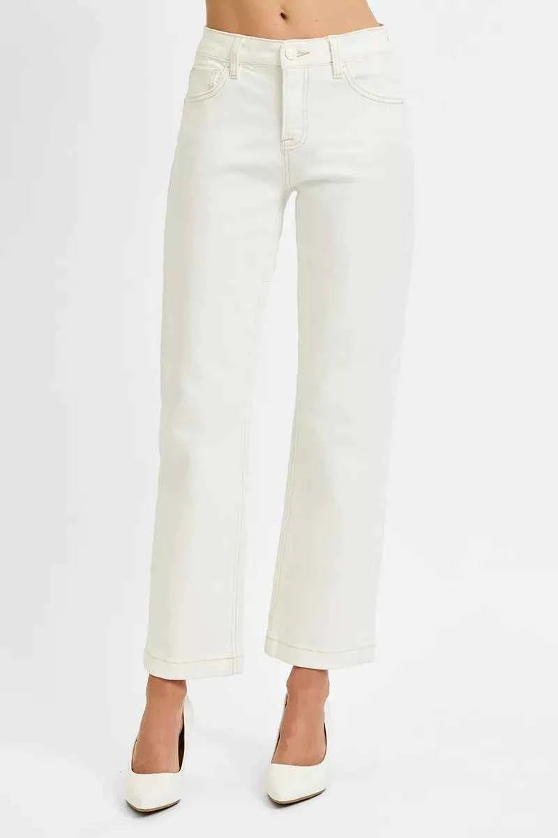 RISEN Full Size Tummy Control Mid Rise Ankle Straight Jeans Plus Size RISEN Full Size Tummy Control Mid Rise Ankle Straight Jeans Plus Size