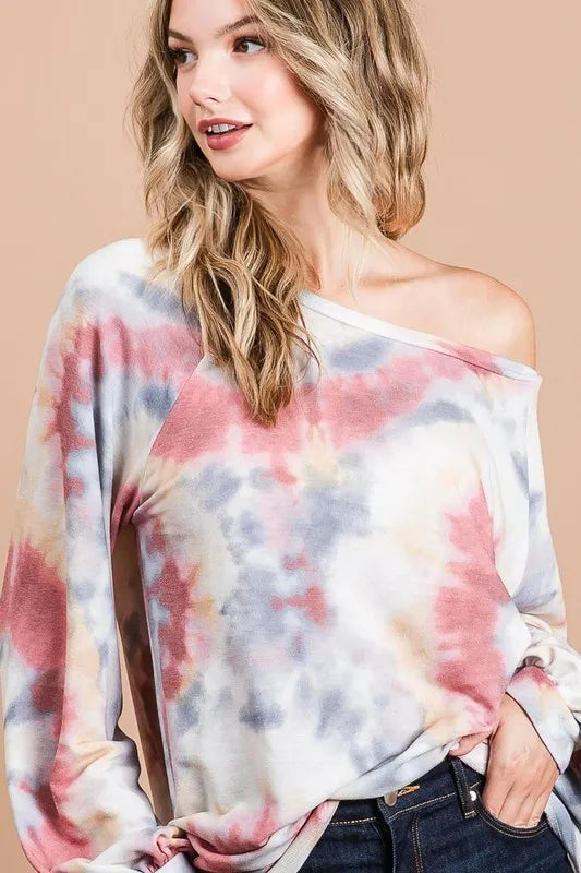 BiBi Tie Dye Print Terry Top With Puff Sleeves 558a98b98175415da79b5496c0056a44-Max-Origin