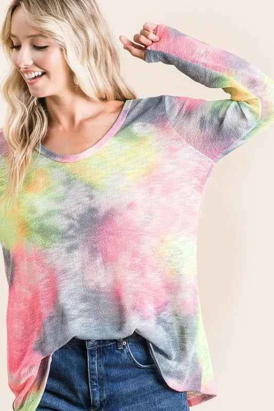 BiBi Tie Dye Print Low Gauge Knit Top BiBi Tie Dye Print Low Gauge Knit Top