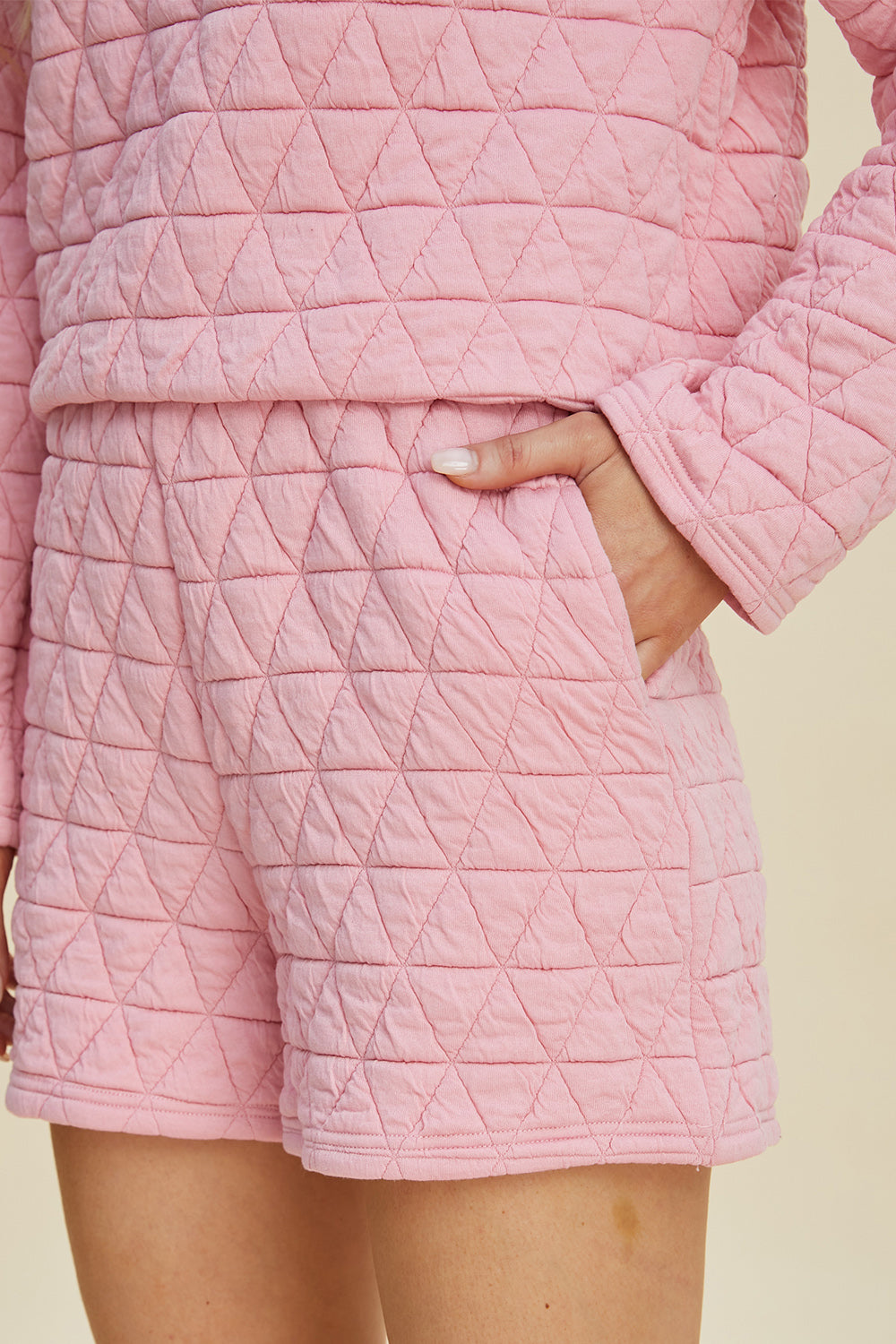 Double Take Full Size Texture Round Neck Long Sleeve Top and Shorts Set Double Take Full Size Texture Round Neck Long Sleeve Top and Shorts Set