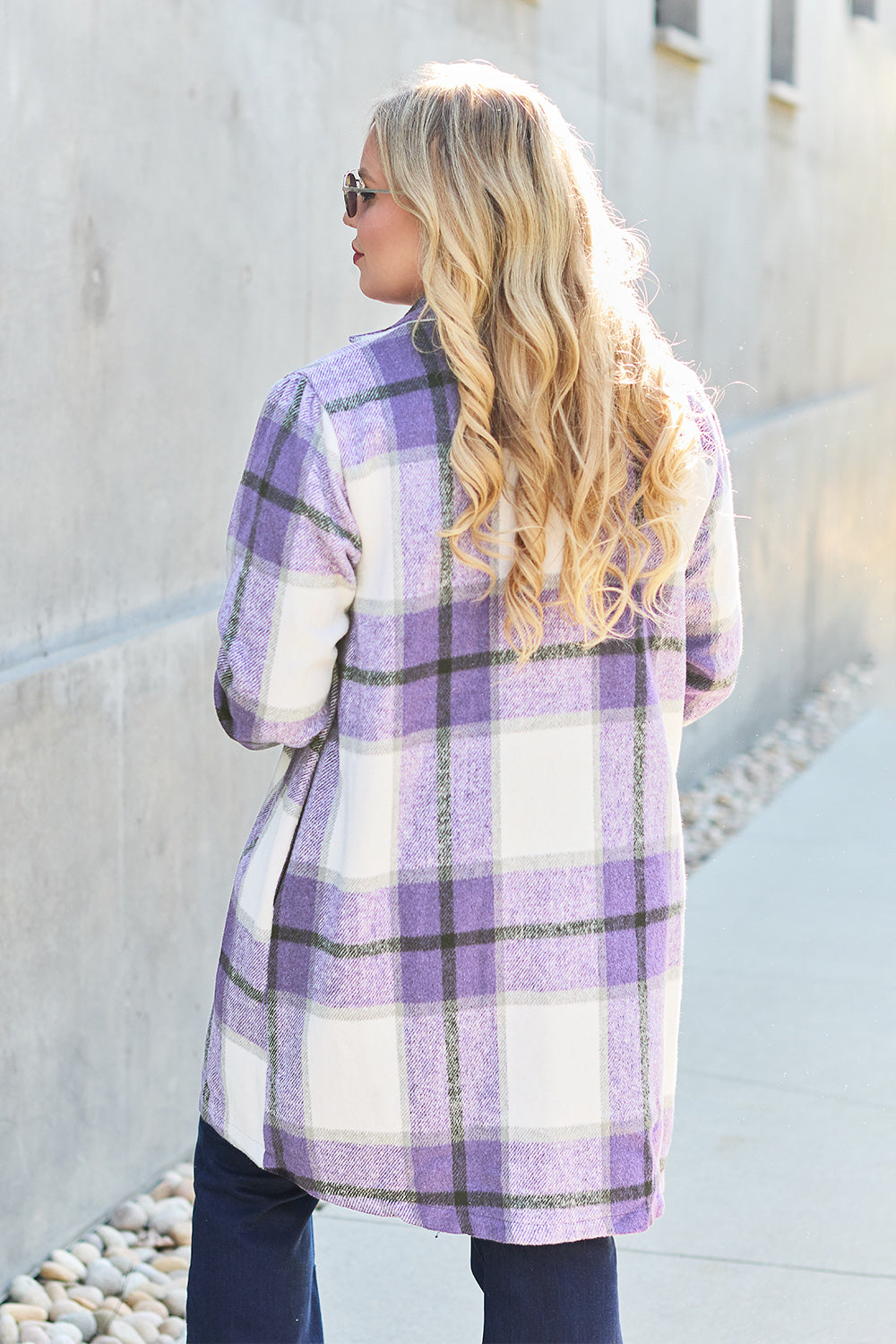 Double Take Full Size Plaid Button Up Lapel Collar Coat Double Take Full Size Plaid Button Up Lapel Collar Coat - TopFashionHQ
