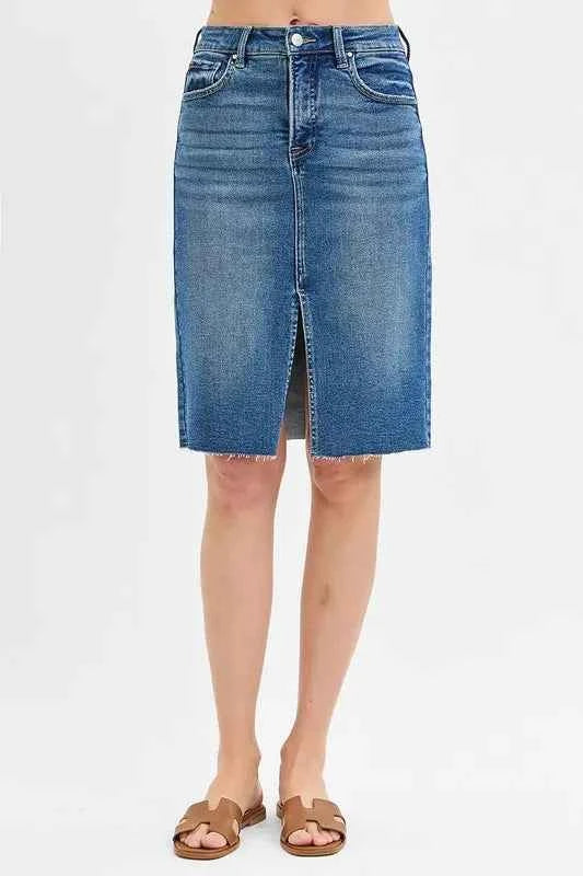 RISEN Full Size High Rise Front Slit Pencil Skirts Plus Size RISEN Full Size High Rise Front Slit Pencil Skirts Plus Size