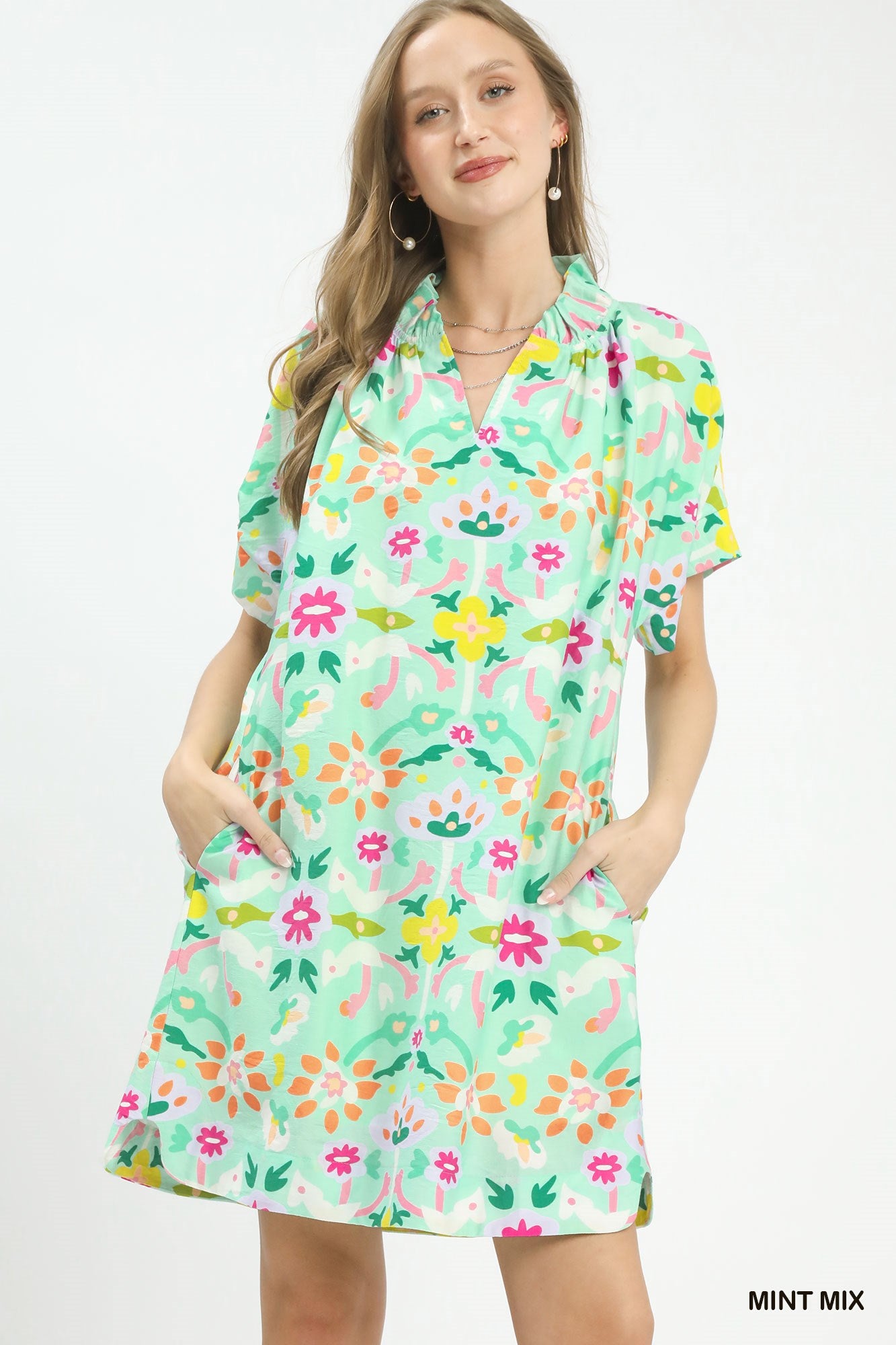 Umgee Abstract Floral Shift Dress 56bdad96-c768-4176-be40-f782cc43d768-Max