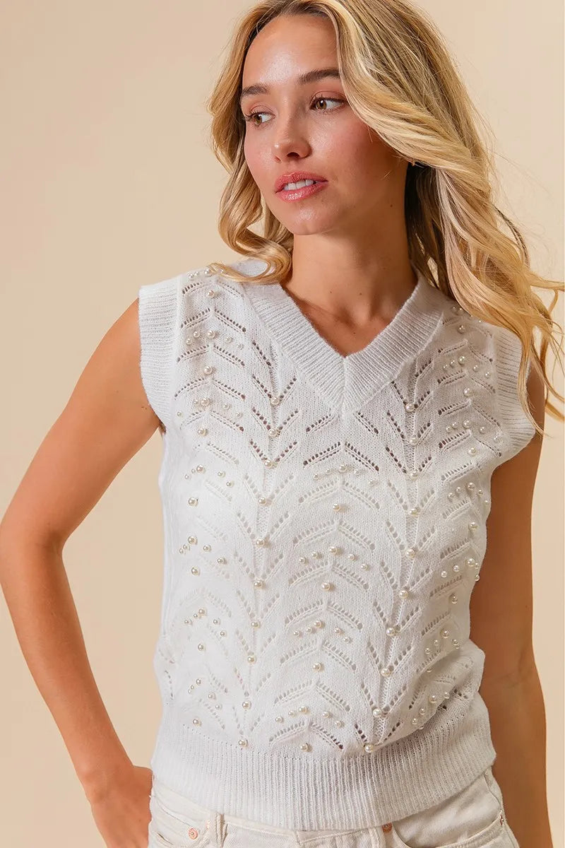 BiBi Chevron Pointelle Pearl Knit Top 571cf6374bf1413d84540241a9c29bdd-Max-Origin