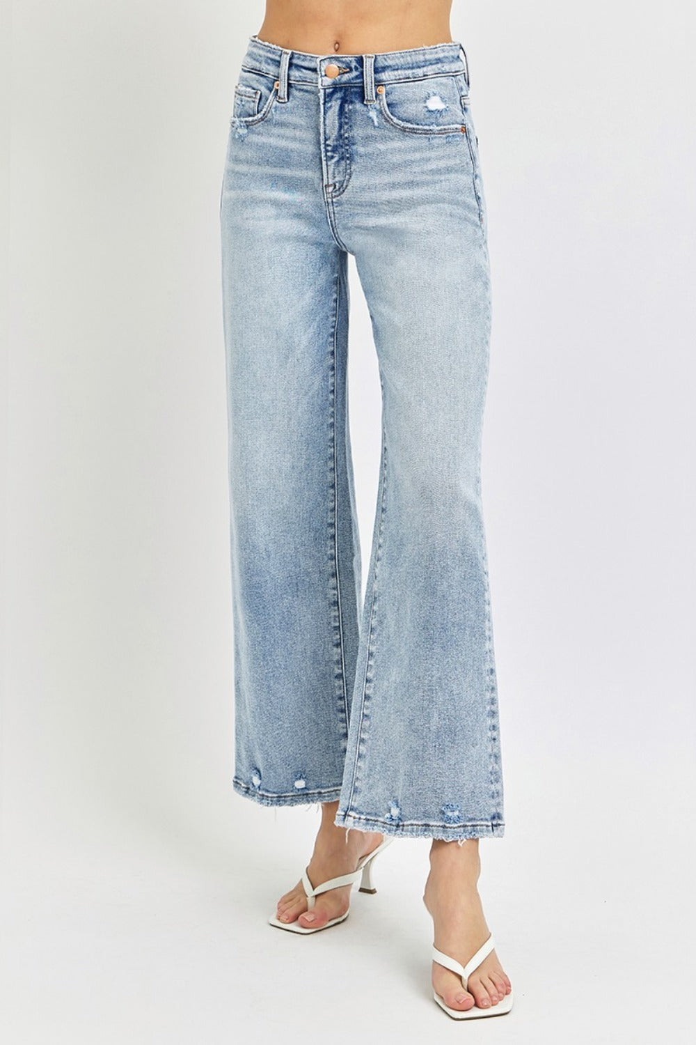 RISEN Full Size Tummy Control High Rise Crop Wide Leg Jeans RISEN Full Size Tummy Control High Rise Crop Wide Leg Jeans - TopFashionHQ