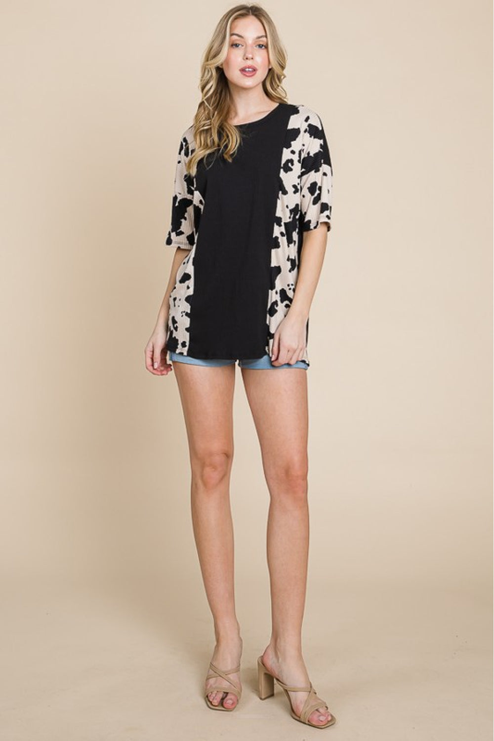 BOMBOM Rodeo Love Ribbed Animal Contrast Tee BOMBOM Rodeo Love Ribbed Animal Contrast Tee - TopFashionHQ