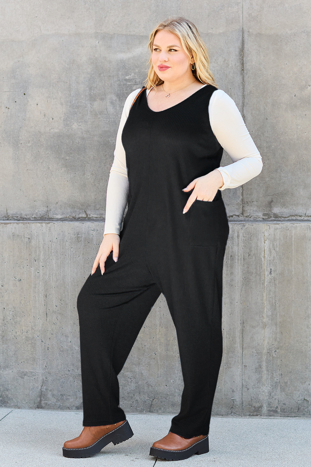 Double Take Full Size Sleeveless Straight Jumpsuit Double Take Full Size Sleeveless Straight Jumpsuit - TopFashionHQ