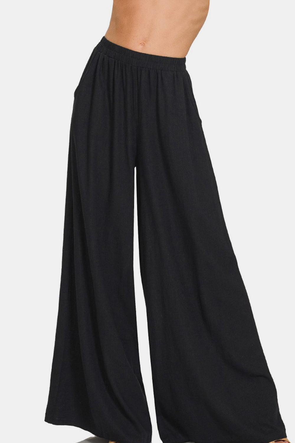 Zenana Pleated Linen Blend Wide Leg Pants Zenana Pleated Linen Blend Wide Leg Pants - TopFashionHQ
