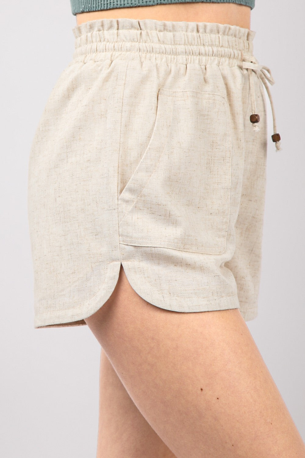 VERY J Drawstring Elastic Waist Linen Shorts VERY J Drawstring Elastic Waist Linen Shorts - TopFashionHQ