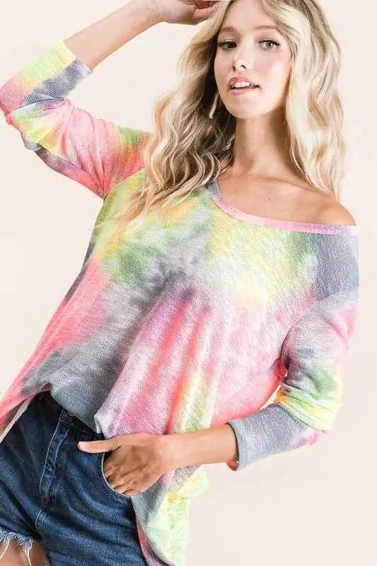 BiBi Tie Dye Print Low Gauge Knit Top BiBi Tie Dye Print Low Gauge Knit Top