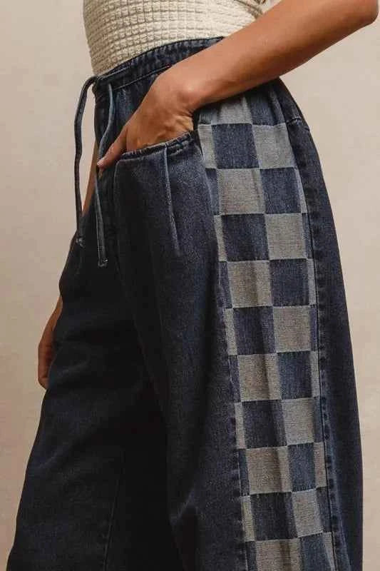 BiBi Washed Denim Mix And Match Long Pants BiBi Washed Denim Mix And Match Long Pants