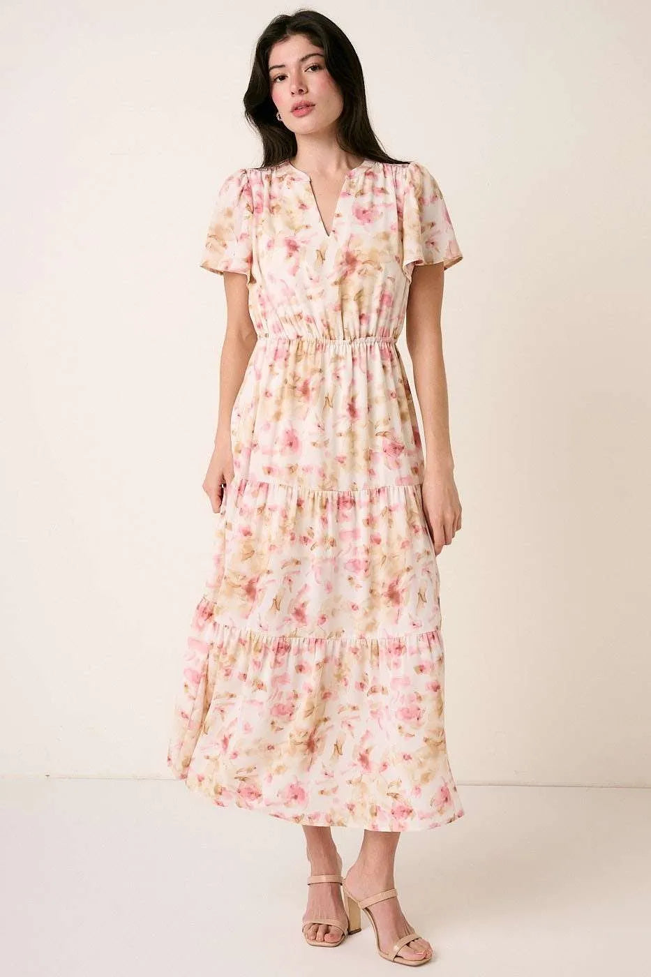 Mittoshop Flower Print Flutter Sleeve V Slit Maxi Dress 5938e86849ca4dd49b9686033b1f3ae1-Max-Origin