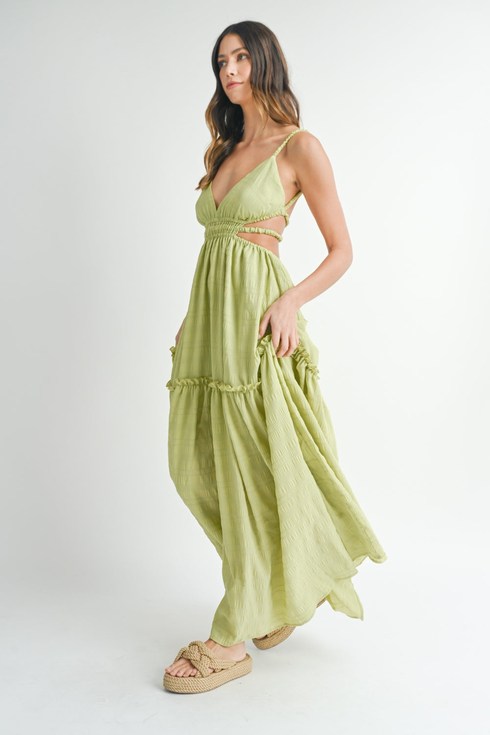 MABLE Cutout Waist Backless Maxi Dress MABLE Cutout Waist Backless Maxi Dress - TopFashionHQ