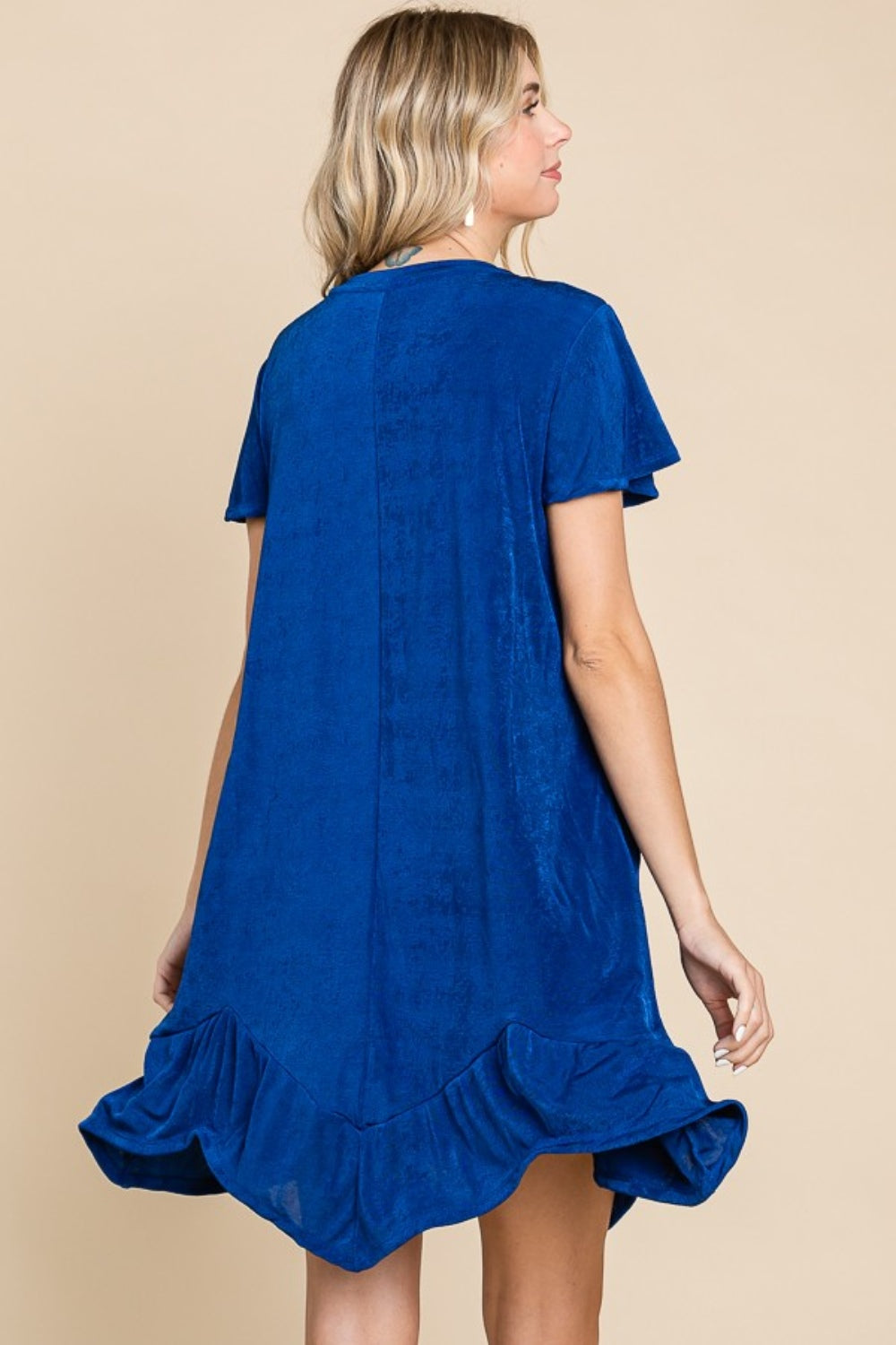 Culture Code Full Size Short Sleeve Ruffled Asymmetric Hem Dress Culture Code Full Size Short Sleeve Ruffled Asymmetric Hem Dress - TopFashionHQ