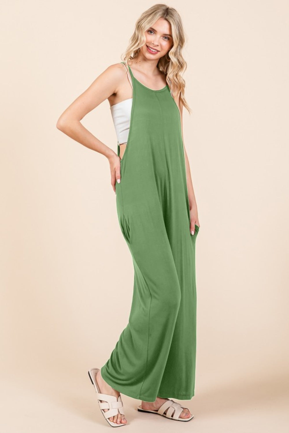 Culture Code Full Size Sleeveless Wide Leg Jumpsuit with Pockets Culture Code Full Size Sleeveless Wide Leg Jumpsuit with Pockets
