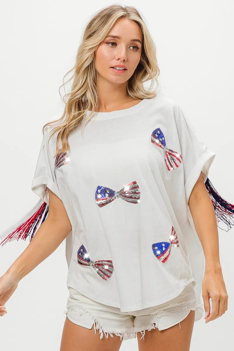 BiBi American Flag Sequin Ribbon T-Shirt 59e6cd2c674c4a2f870f6488a30ac829-Max-Origin