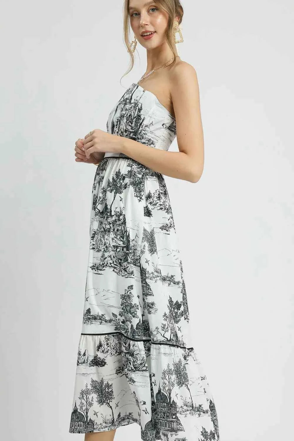 Umgee Printed Tiered Tube Midi Dress Umgee Printed Tiered Tube Midi Dress