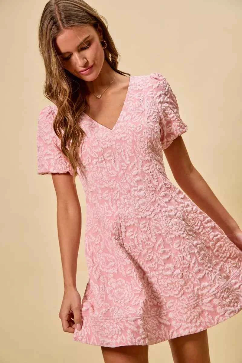 SO ME Floral Jacquard Fit And Flare Daily Mini Dress SO ME Floral Jacquard Fit And Flare Daily Mini Dress