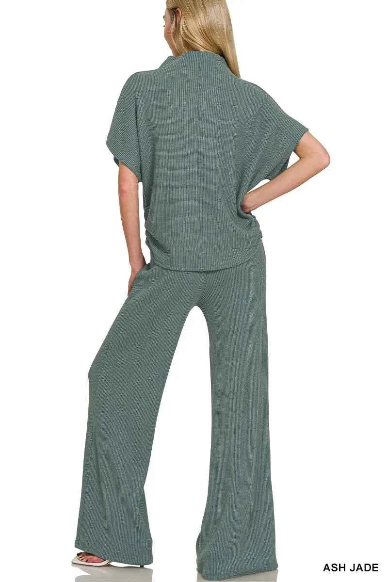Zenana Mock Neck Top and Pants Sweater Set Zenana Mock Neck Top and Pants Sweater Set