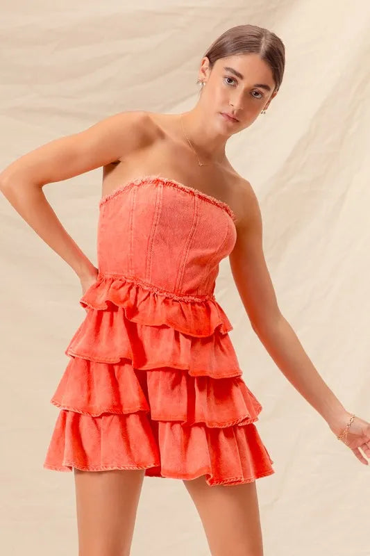 SO ME Strapless Ruffle Layered Game Day Cheer Up Dress 5bdf7be848d34132a0701bc00bf2e284-Max-Origin