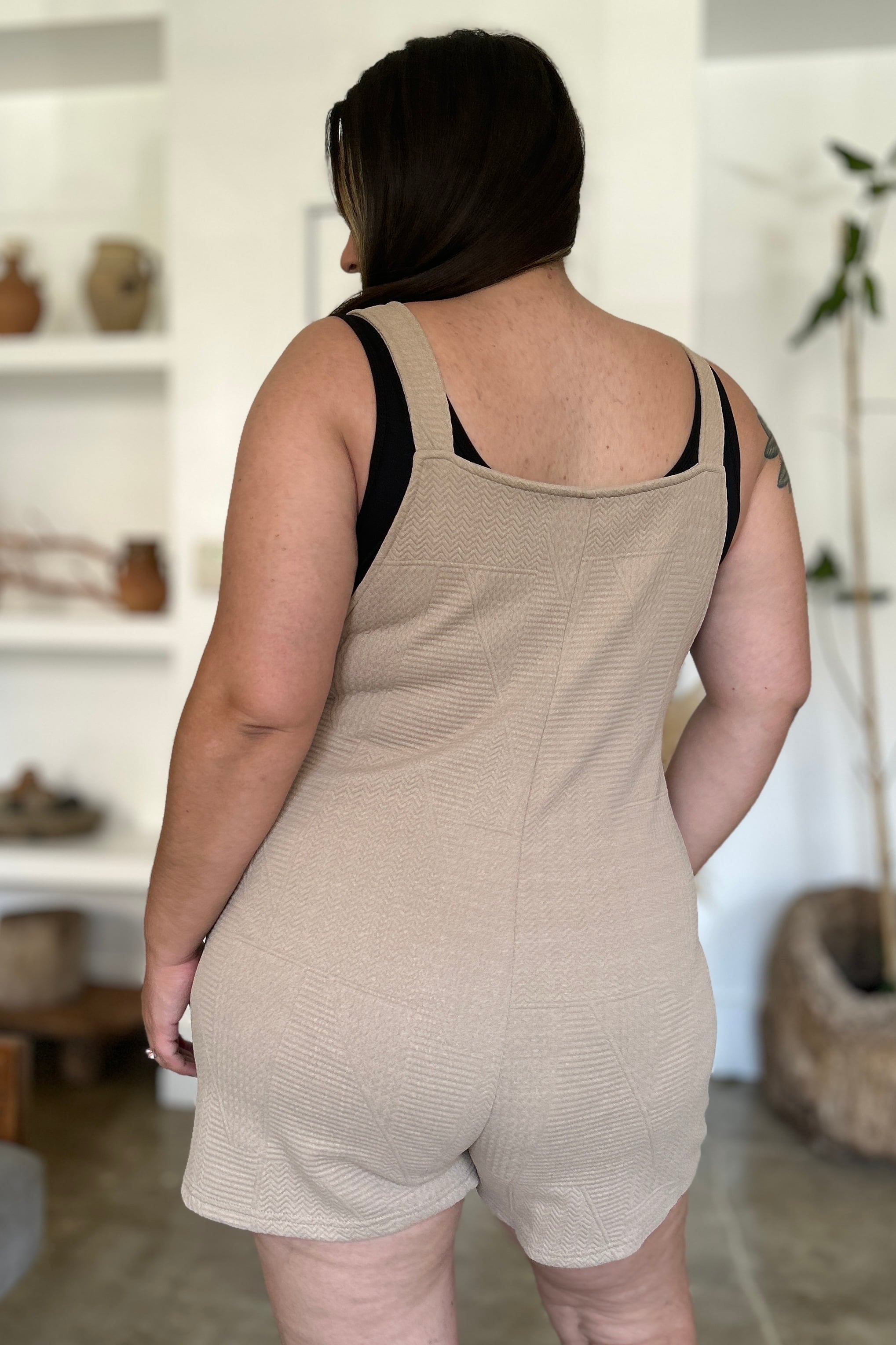 Double Take Full Size Texture Sleeveless Romper Double Take Full Size Texture Sleeveless Romper