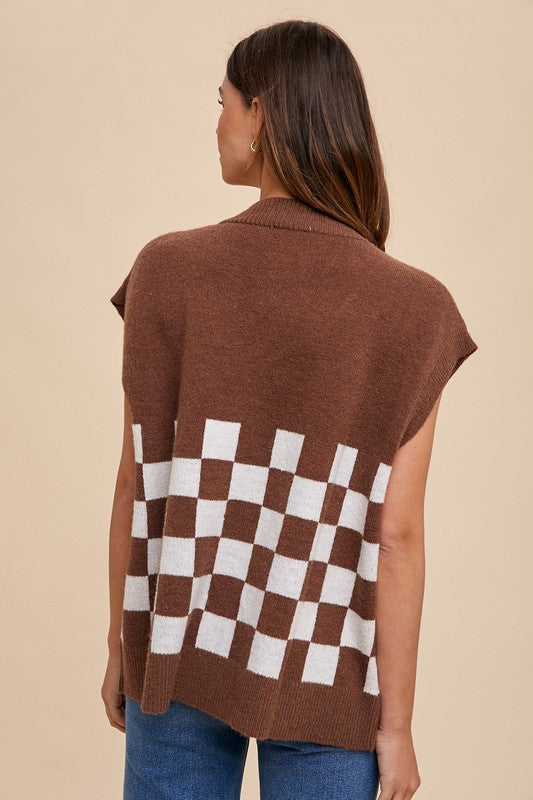 Annie Wear Checkered Button Down Short Sleeve Cardigan Annie Wear Checkered Button Down Short Sleeve Cardigan