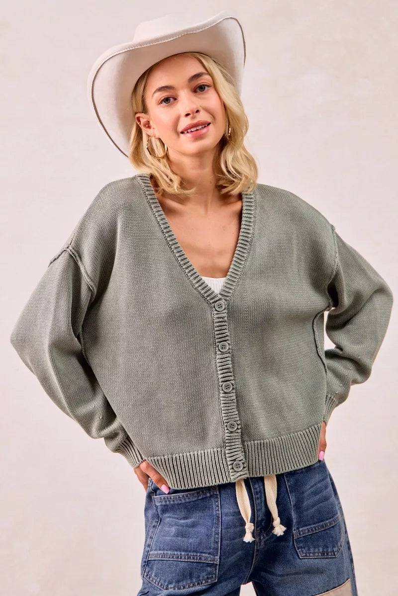 BiBi Washed Sweater V Neck Cardigan 5c8a1405b81e4a02a888c84acf2cd552-Max-Origin