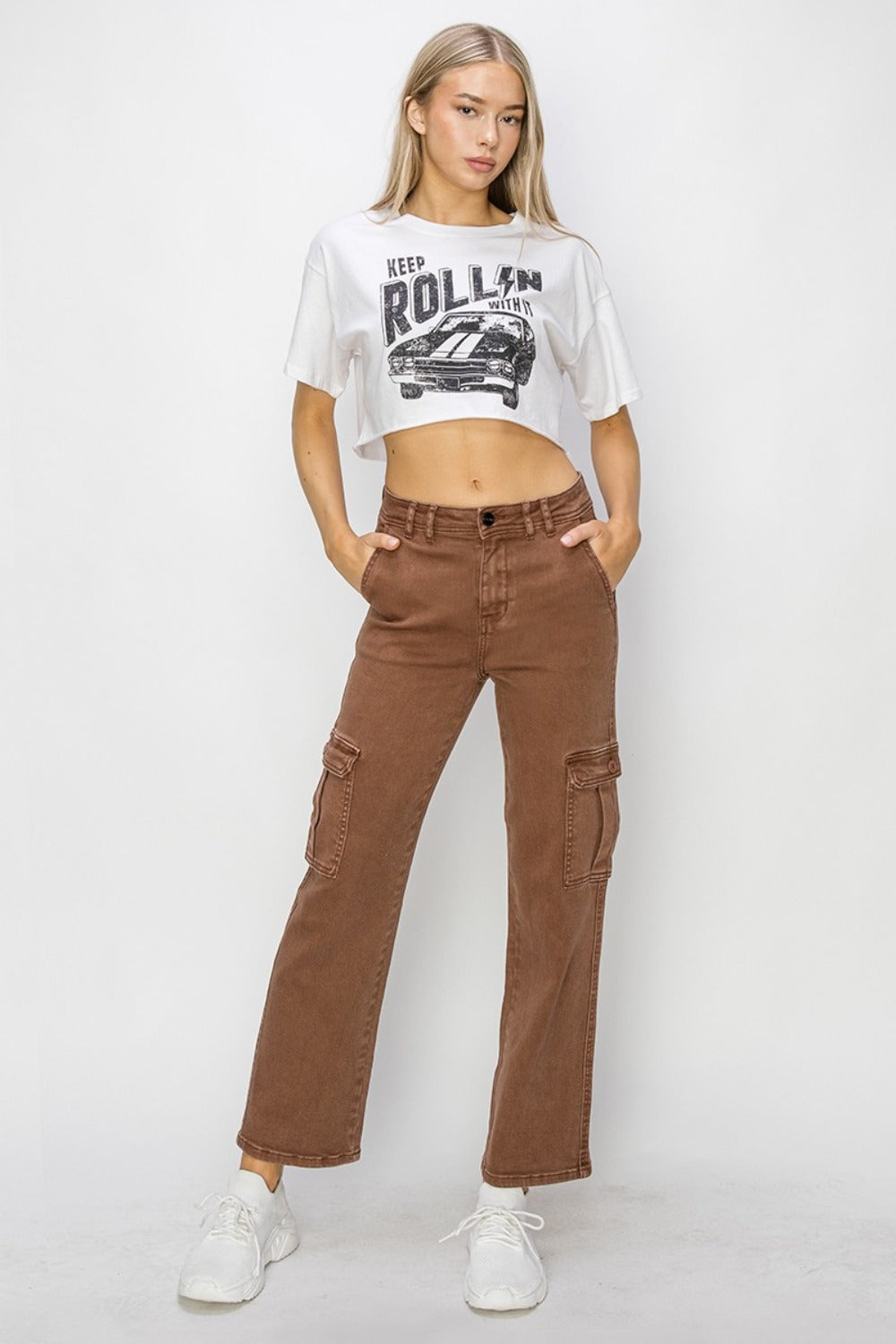 Risen Full Size High Rise Cargo Jeans Risen Full Size High Rise Cargo Jeans - TopFashionHQ