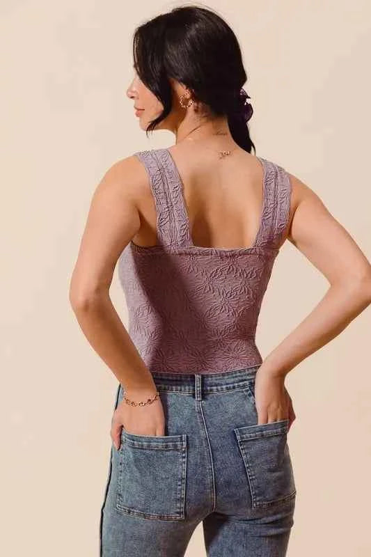 SO ME Floral Jacquard Seamless Tank Top SO ME Floral Jacquard Seamless Tank Top