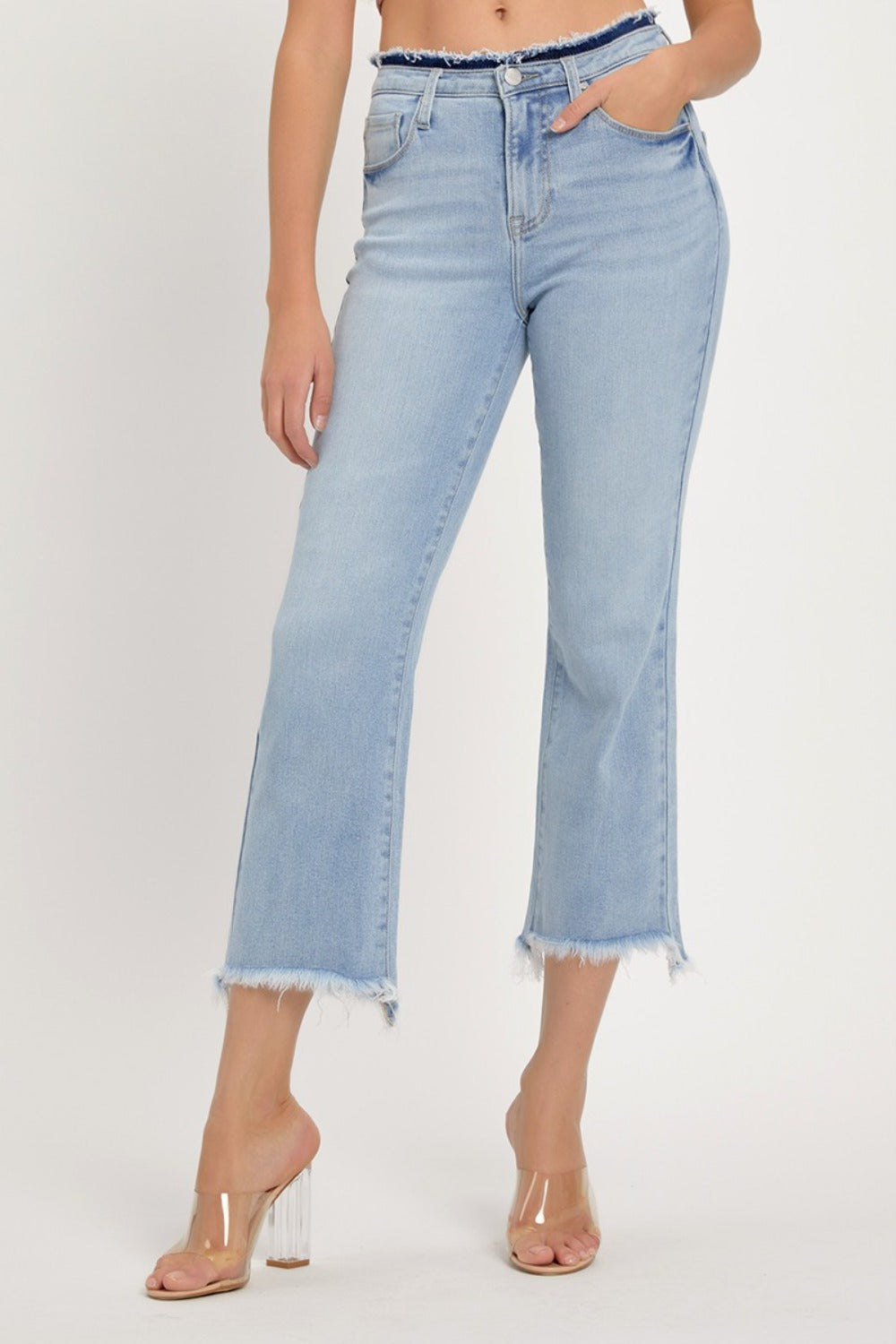 RISEN Full Size High Rise Raw Edge Crop Jeans RISEN Full Size High Rise Raw Edge Crop Jeans