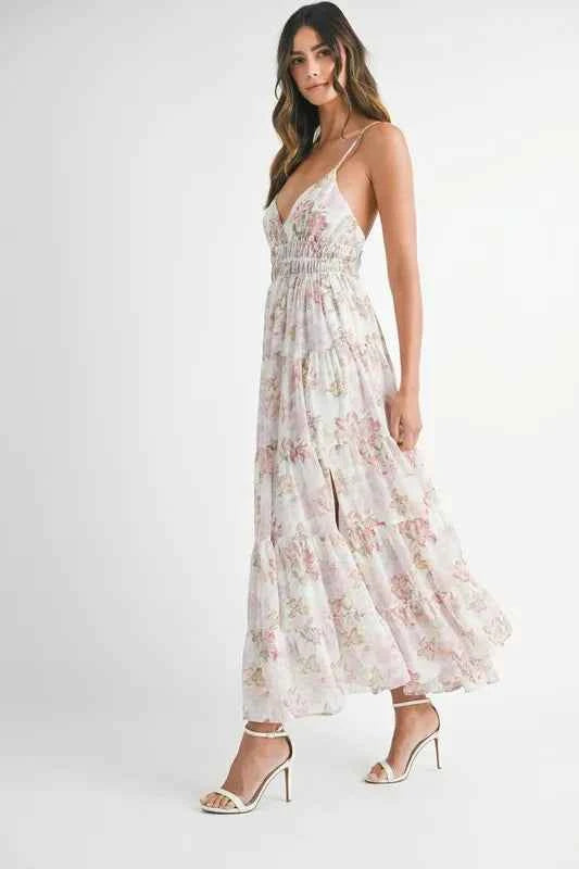 MABLE Floral Print Tiered Cami Maxi Dress MABLE Floral Print Tiered Cami Maxi Dress