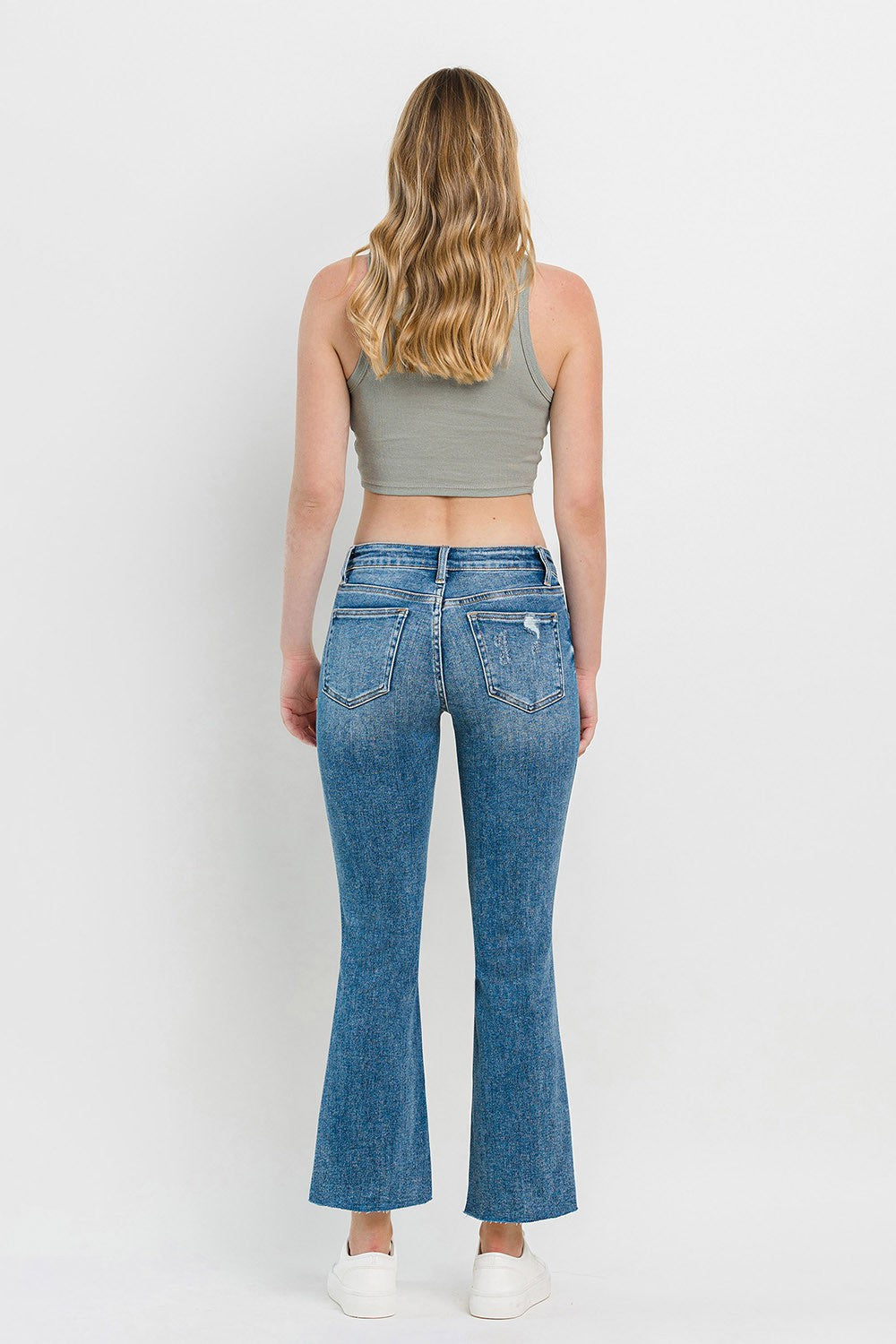 Vervet by Flying Monkey Full Size Mid Rise Distressed Cropped Flare Jeans Vervet by Flying Monkey Full Size Mid Rise Distressed Cropped Flare Jeans - TopFashionHQ