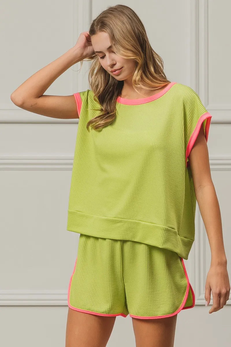 BiBi Cord Rib Knit Contrast Banded Top 5de7a62b407346929141fb2d609edc1a-Max-Origin