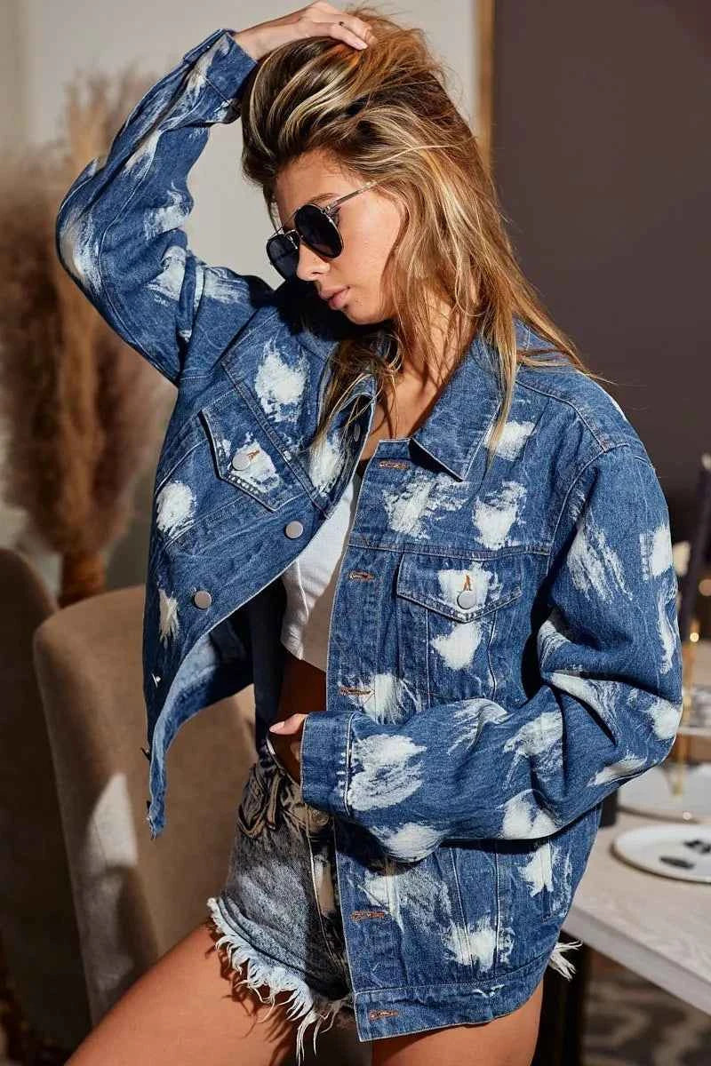 BiBi Washed Tie Dye Denim Jacket BiBi Washed Tie Dye Denim Jacket