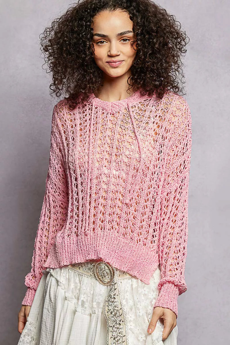 POL Openwork Round Neck High Low Knit Top 5ecf4621-8ab7-47ff-baa6-b9135a193632-Max-Origin