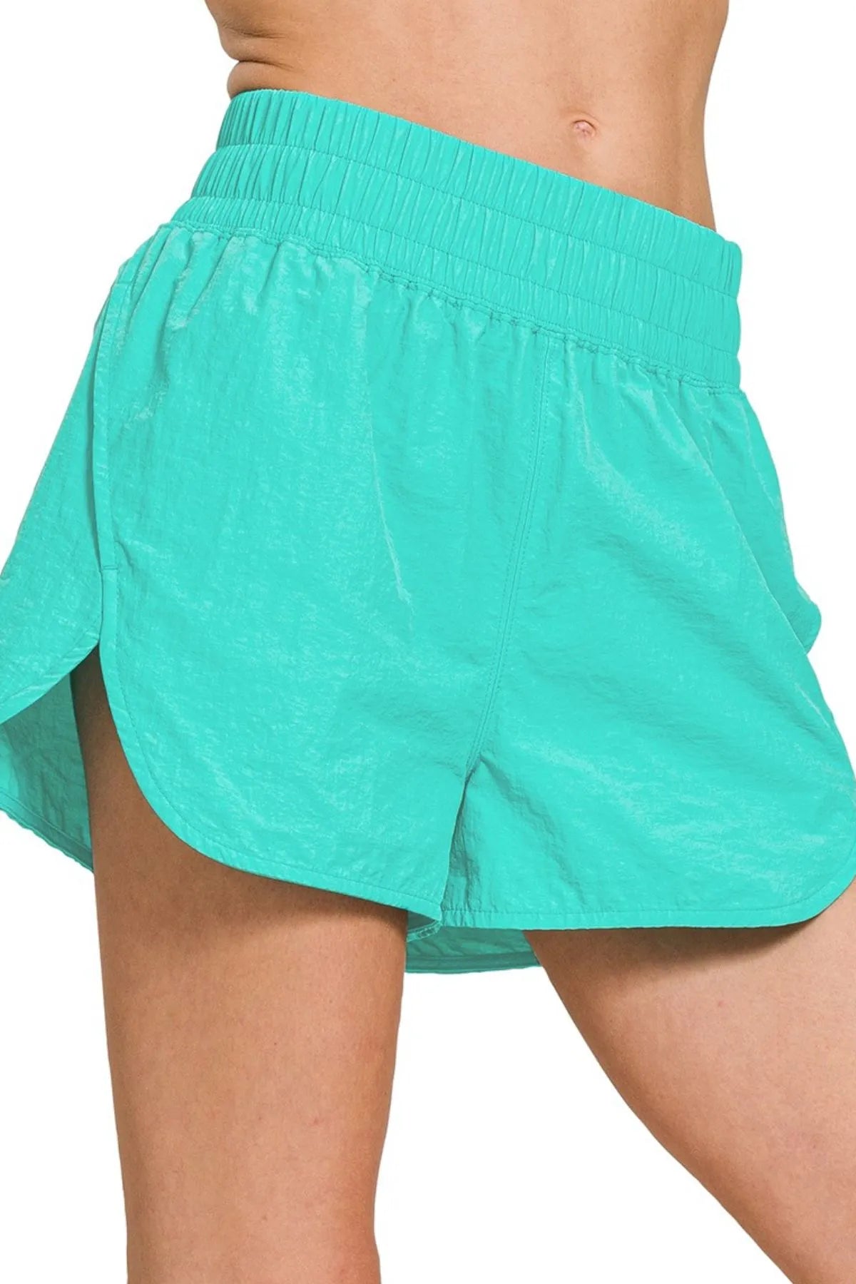 Zenana Windbreaker Smocked Waistband Running Shorts 5ef33525-8c8c-495a-9bbf-d7a421233f6f-Max-Origin