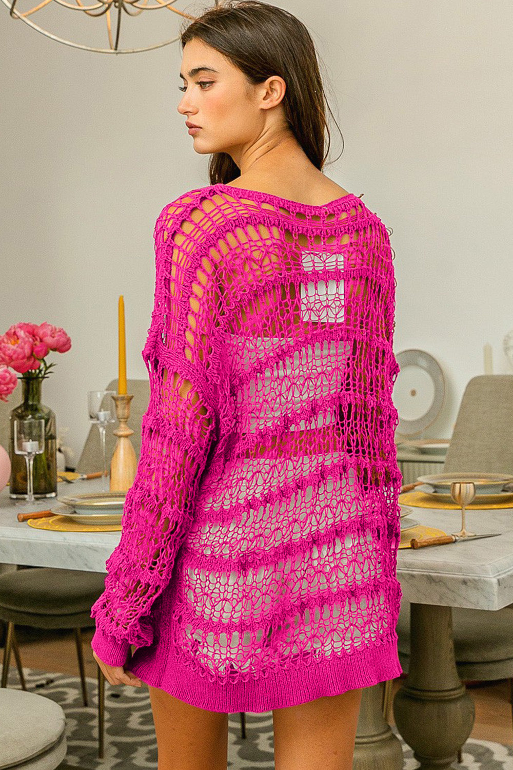 BiBi Long Sleeve Knit Cover Up BiBi Long Sleeve Knit Cover Up - TopFashionHQ