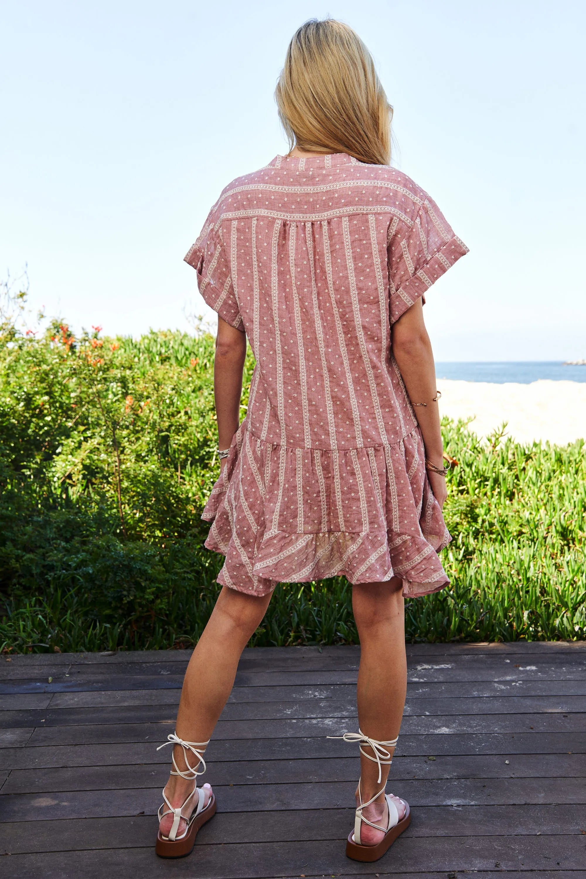 Davi & Dani Embroidery V Neck Short Sleeve Ruffled Mini Dress 5f8c1afdf89d4afaab61daa950d30c17-Max-Origin