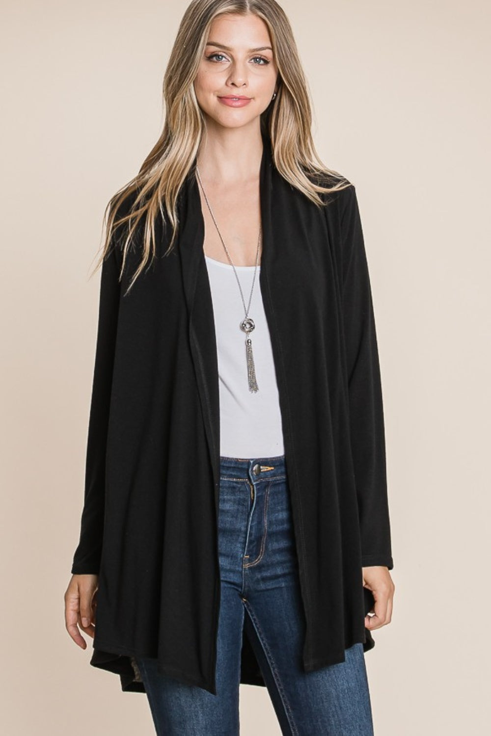 BOMBOM Open Front Long Sleeve Cardigan BOMBOM Open Front Long Sleeve Cardigan - TopFashionHQ