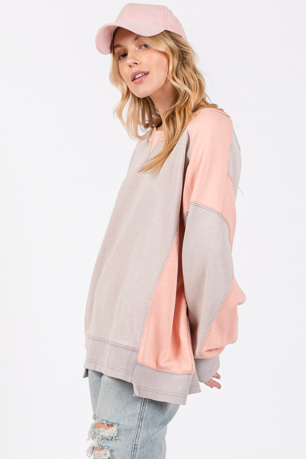 SAGE + FIG Color Block Round Neck Sweatshirt SAGE + FIG Color Block Round Neck Sweatshirt