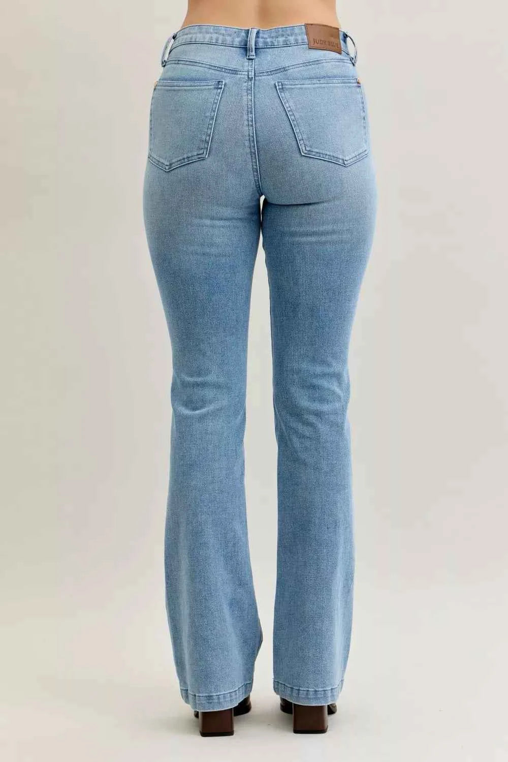 Judy Blue Full Size Mid Rise Bootcut Jeans with Contrast Wash & Front Patch Pockets Plus Size Judy Blue Full Size Mid Rise Bootcut Jeans with Contrast Wash & Front Patch Pockets Plus Size